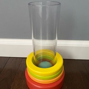 Lovevery Clear Tube with Stacking Rings and Felt Ball from The Explorer Play Kit